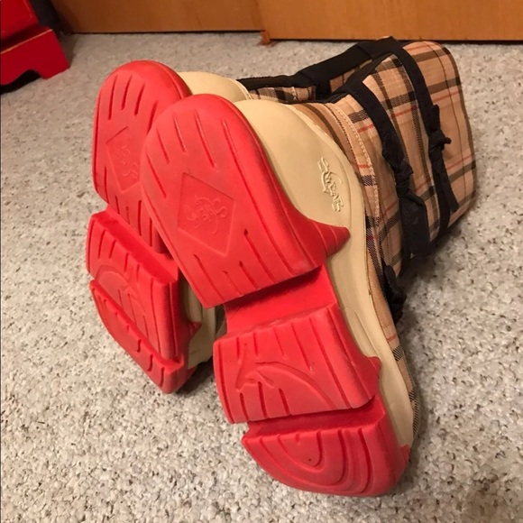 SWEAR platform knee boots BurBerry print vintage - Picture 4 of 5